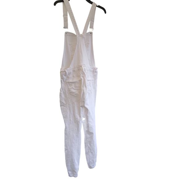 Shein White Overall Pockets Denim Style Button  Details Cotton Elastane Junior L - Picture 2 of 8